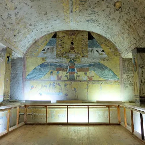 Hieroglyphics and paintings in the tomb of Tausert and Setnakht.