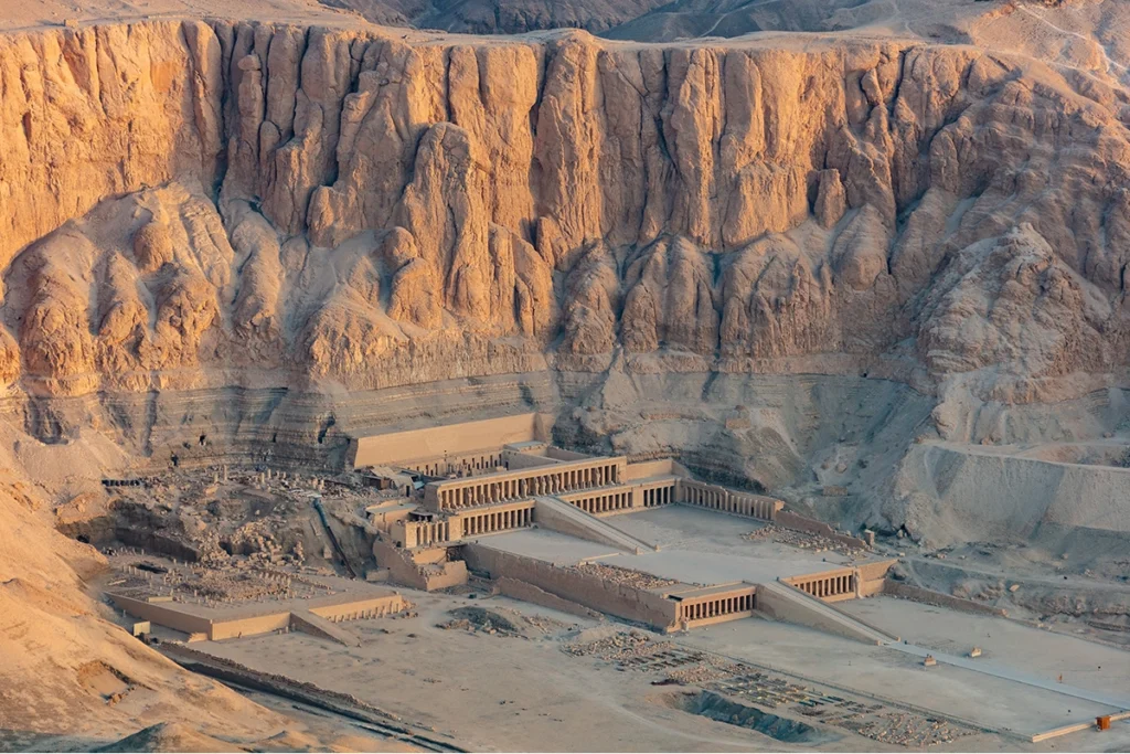 The dramatic cliffs behind the Mortuary Temple of Hatshepsut.