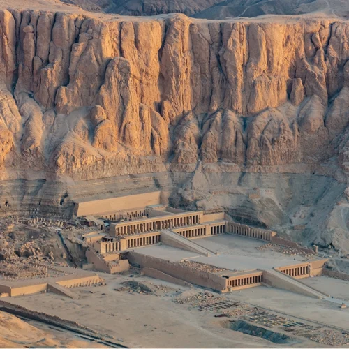 The dramatic cliffs behind the Mortuary Temple of Hatshepsut.