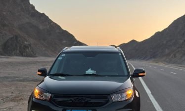 Luxury private transfer SUV driving at night between Luxor and Hurghada, Egypt.