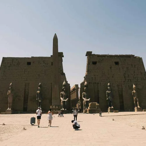 Historic stone portal at the Karnak Temple complex.