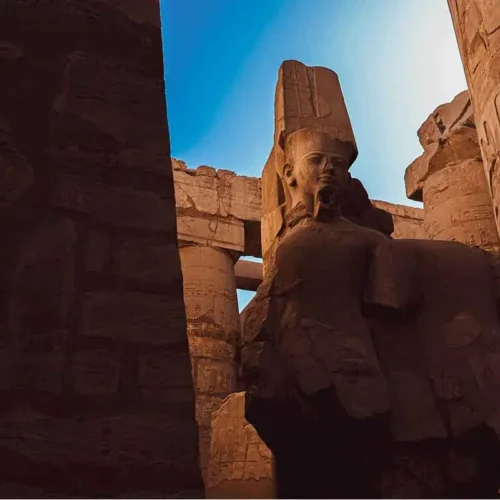 Statue of a Pharaoh at Karnak Temple Complex in Luxor, Egypt.