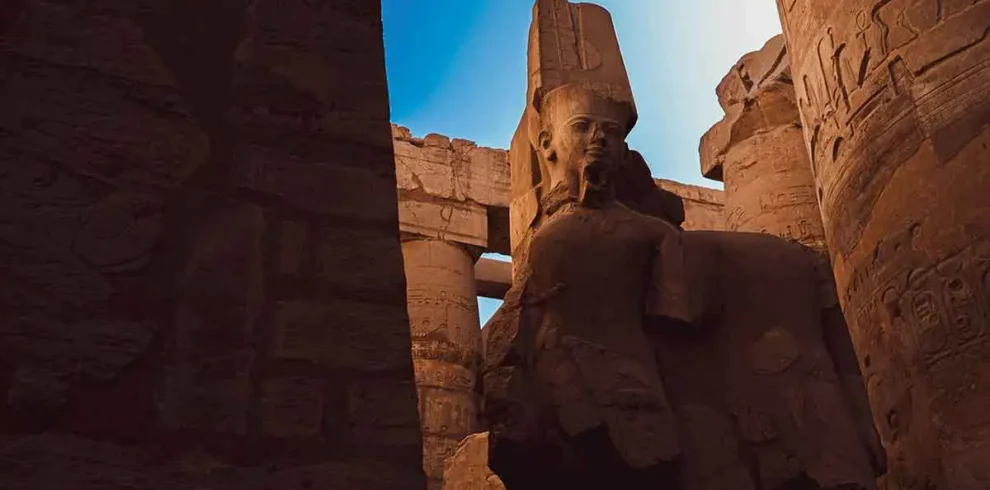 Statue of a Pharaoh at Karnak Temple Complex in Luxor, Egypt.