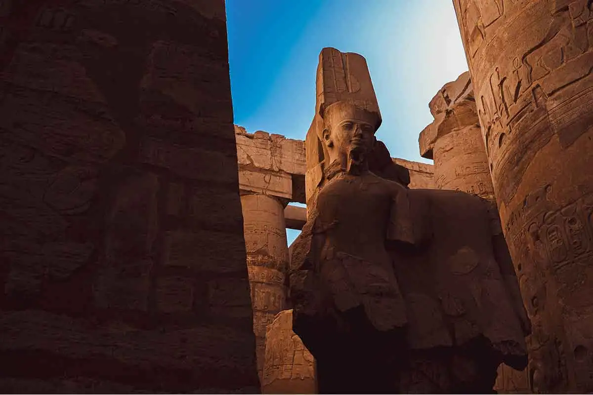 Statue of a Pharaoh at Karnak Temple Complex in Luxor, Egypt.